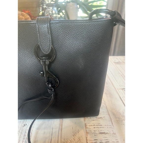 Rebecca Minkoff Black Pebbled Leather Bucket‎ Bag Convertible Crossbody Strap - Picture 8 of 8